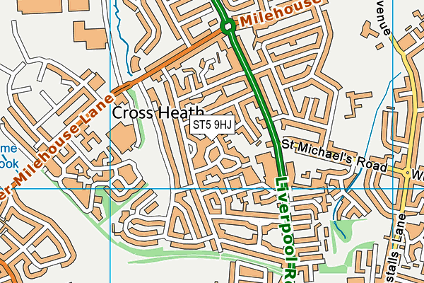 ST5 9HJ map - OS VectorMap District (Ordnance Survey)