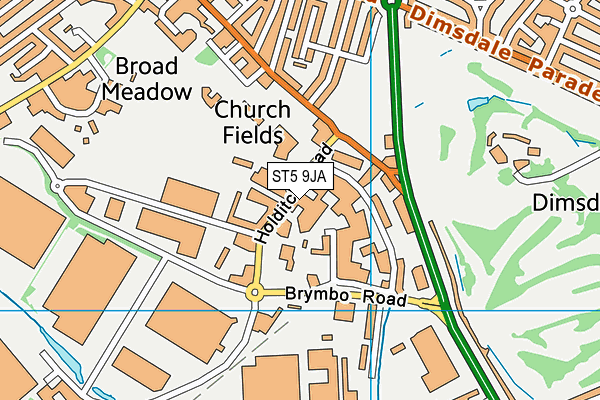 ST5 9JA map - OS VectorMap District (Ordnance Survey)