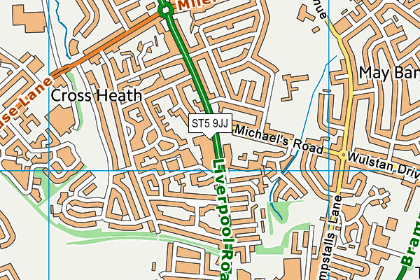 ST5 9JJ map - OS VectorMap District (Ordnance Survey)