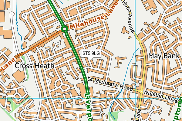 ST5 9LG map - OS VectorMap District (Ordnance Survey)