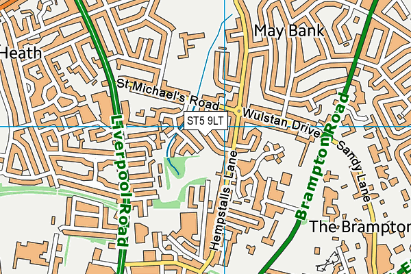 ST5 9LT map - OS VectorMap District (Ordnance Survey)