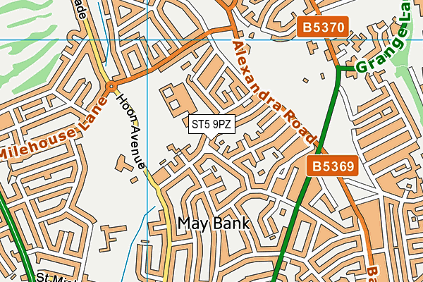 ST5 9PZ map - OS VectorMap District (Ordnance Survey) ST5 9PZ map - OS VectorMap District (Ordnance Survey)