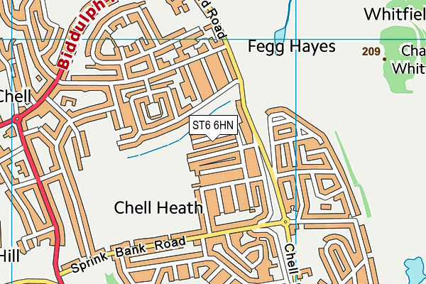 ST6 6HN map - OS VectorMap District (Ordnance Survey)