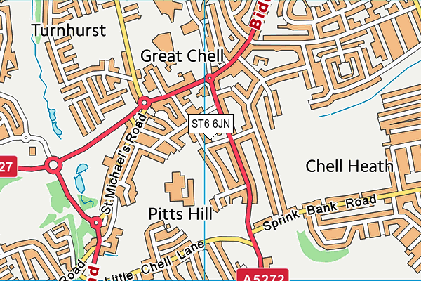ST6 6JN map - OS VectorMap District (Ordnance Survey) ST6 6JN map - OS VectorMap District (Ordnance Survey)