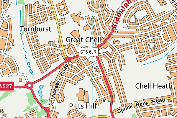 ST6 6JR map - OS VectorMap District (Ordnance Survey) ST6 6JR map - OS VectorMap District (Ordnance Survey)