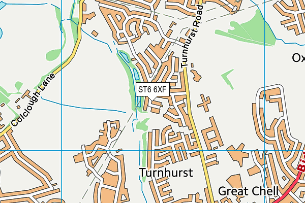 ST6 6XF map - OS VectorMap District (Ordnance Survey)