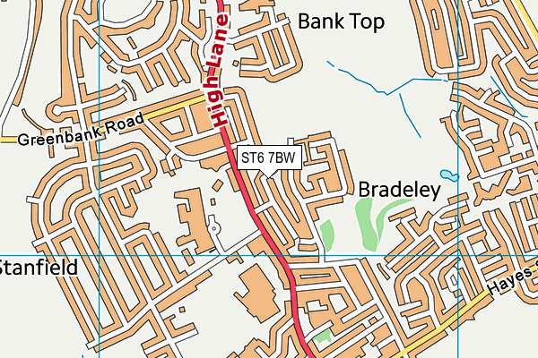 ST6 7BW map - OS VectorMap District (Ordnance Survey)