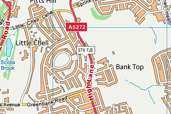 ST6 7JE map - OS VectorMap District (Ordnance Survey) ST6 7JE map - OS VectorMap District (Ordnance Survey)
