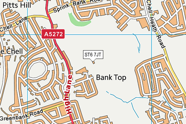 ST6 7JT map - OS VectorMap District (Ordnance Survey) ST6 7JT map - OS VectorMap District (Ordnance Survey)