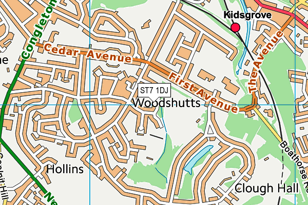 ST7 1DJ map - OS VectorMap District (Ordnance Survey) ST7 1DJ map - OS VectorMap District (Ordnance Survey)