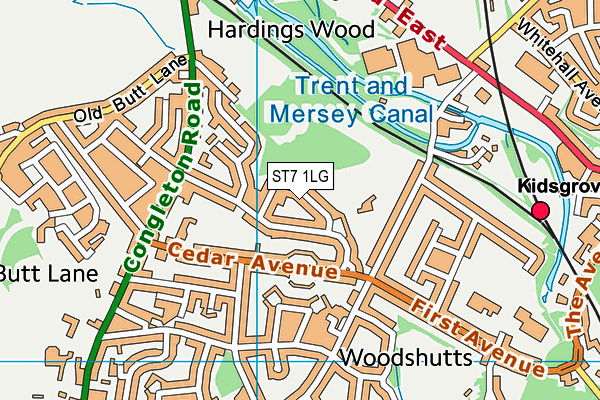 ST7 1LG map - OS VectorMap District (Ordnance Survey) ST7 1LG map - OS VectorMap District (Ordnance Survey)