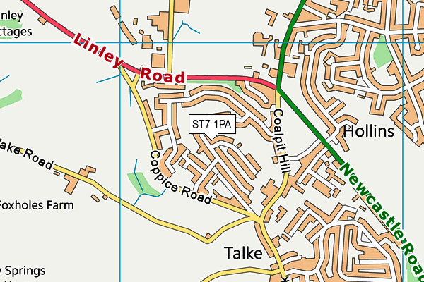 ST7 1PA map - OS VectorMap District (Ordnance Survey)