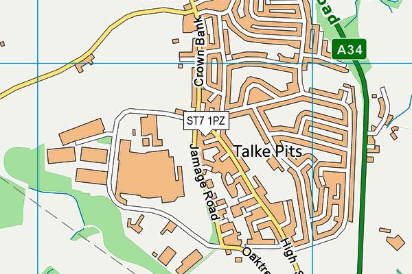 ST7 1PZ map - OS VectorMap District (Ordnance Survey)