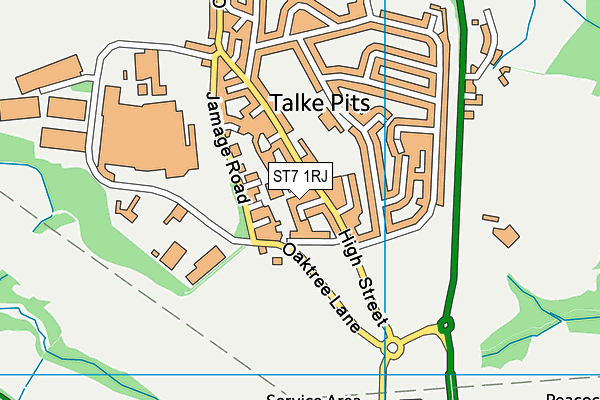 ST7 1RJ map - OS VectorMap District (Ordnance Survey)