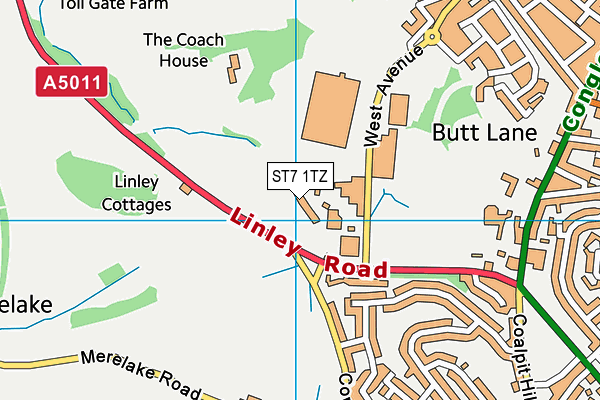 ST7 1TZ map - OS VectorMap District (Ordnance Survey) ST7 1TZ map - OS VectorMap District (Ordnance Survey)
