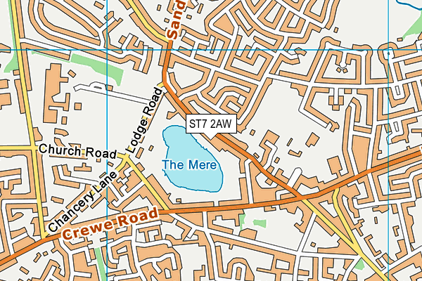 ST7 2AW map - OS VectorMap District (Ordnance Survey)