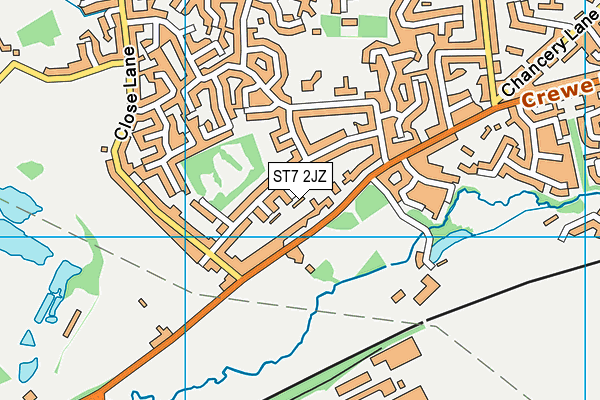 ST7 2JZ map - OS VectorMap District (Ordnance Survey) ST7 2JZ map - OS VectorMap District (Ordnance Survey)