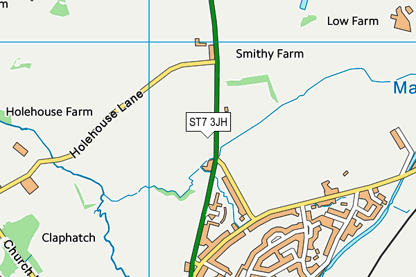 ST7 3JH map - OS VectorMap District (Ordnance Survey) ST7 3JH map - OS VectorMap District (Ordnance Survey)