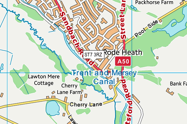 ST7 3RZ map - OS VectorMap District (Ordnance Survey)