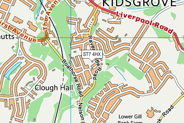 ST7 4HX map - OS VectorMap District (Ordnance Survey)