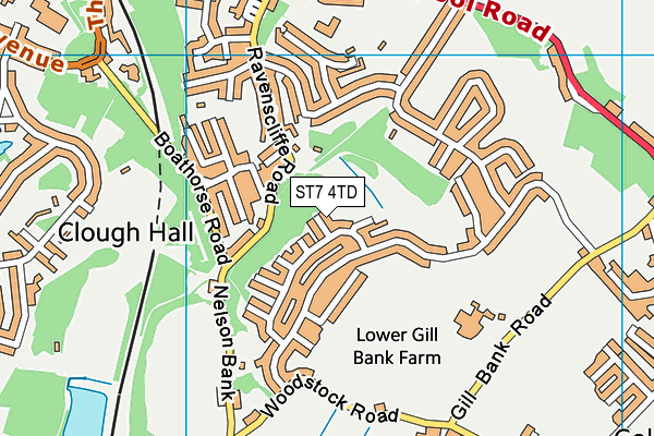 ST7 4TD map - OS VectorMap District (Ordnance Survey)
