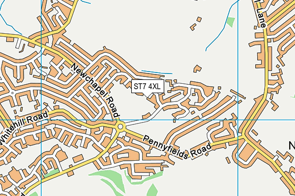 ST7 4XL map - OS VectorMap District (Ordnance Survey)