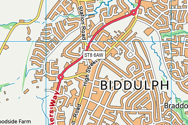 ST8 6AW map - OS VectorMap District (Ordnance Survey)