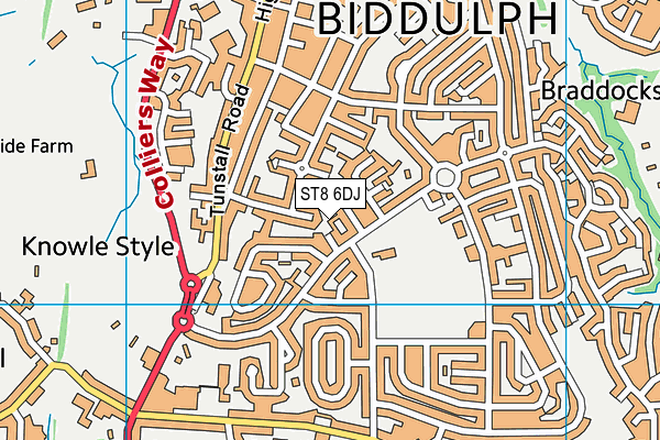 ST8 6DJ map - OS VectorMap District (Ordnance Survey) ST8 6DJ map - OS VectorMap District (Ordnance Survey)