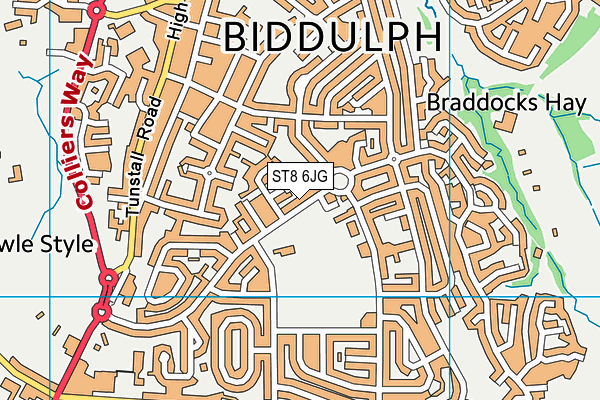ST8 6JG map - OS VectorMap District (Ordnance Survey) ST8 6JG map - OS VectorMap District (Ordnance Survey)
