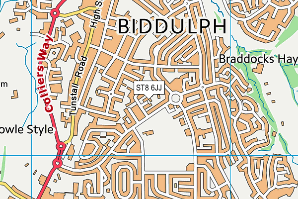 ST8 6JJ map - OS VectorMap District (Ordnance Survey) ST8 6JJ map - OS VectorMap District (Ordnance Survey)