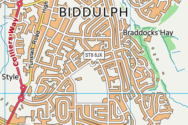ST8 6JX map - OS VectorMap District (Ordnance Survey) ST8 6JX map - OS VectorMap District (Ordnance Survey)