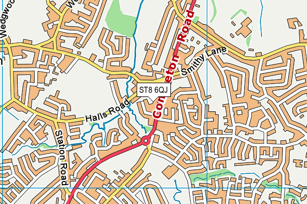 ST8 6QJ map - OS VectorMap District (Ordnance Survey) ST8 6QJ map - OS VectorMap District (Ordnance Survey)