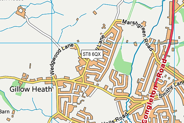 ST8 6QX map - OS VectorMap District (Ordnance Survey) ST8 6QX map - OS VectorMap District (Ordnance Survey)