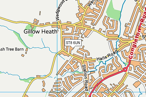 ST8 6UN map - OS VectorMap District (Ordnance Survey)