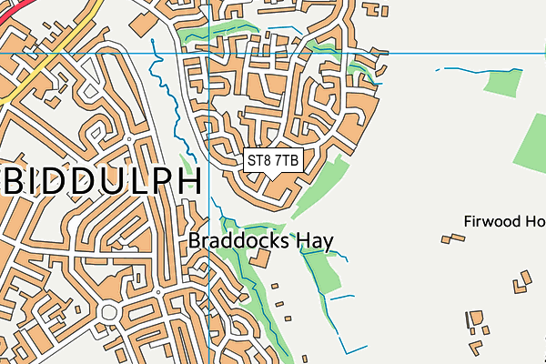 ST8 7TB map - OS VectorMap District (Ordnance Survey) ST8 7TB map - OS VectorMap District (Ordnance Survey)