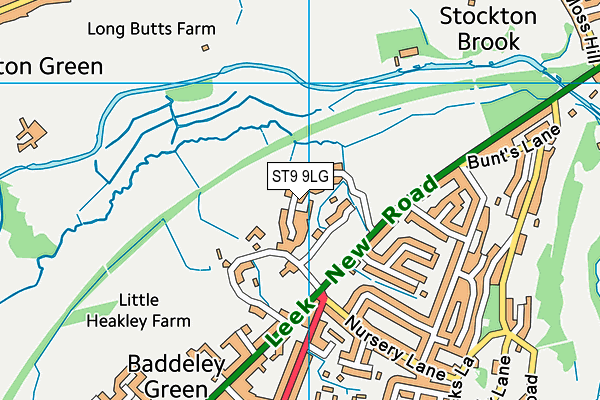 ST9 9LG map - OS VectorMap District (Ordnance Survey) ST9 9LG map - OS VectorMap District (Ordnance Survey)