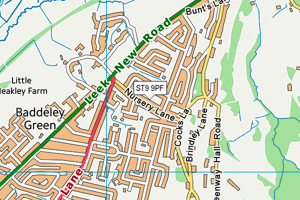 ST9 9PF map - OS VectorMap District (Ordnance Survey) ST9 9PF map - OS VectorMap District (Ordnance Survey)