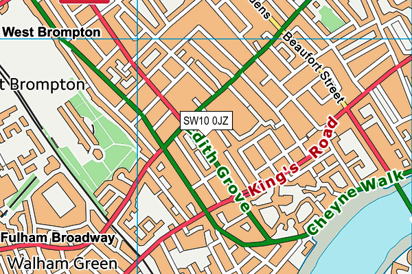 SW10 0JZ map - OS VectorMap District (Ordnance Survey) SW10 0JZ map - OS VectorMap District (Ordnance Survey)