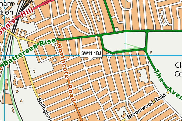 SW11 1BJ map - OS VectorMap District (Ordnance Survey) SW11 1BJ map - OS VectorMap District (Ordnance Survey)