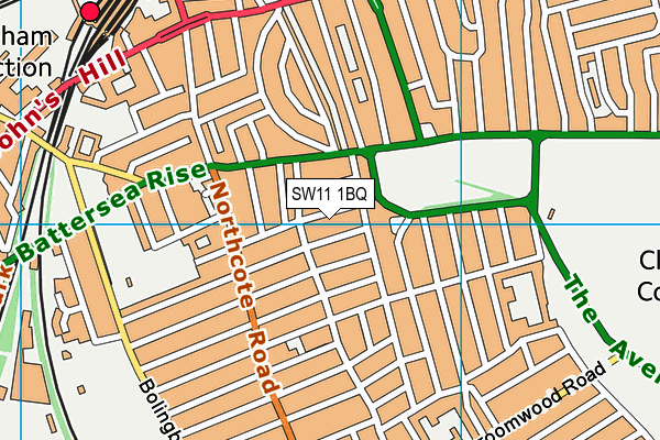 SW11 1BQ map - OS VectorMap District (Ordnance Survey) SW11 1BQ map - OS VectorMap District (Ordnance Survey)
