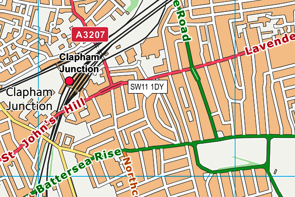 SW11 1DY map - OS VectorMap District (Ordnance Survey) SW11 1DY map - OS VectorMap District (Ordnance Survey)