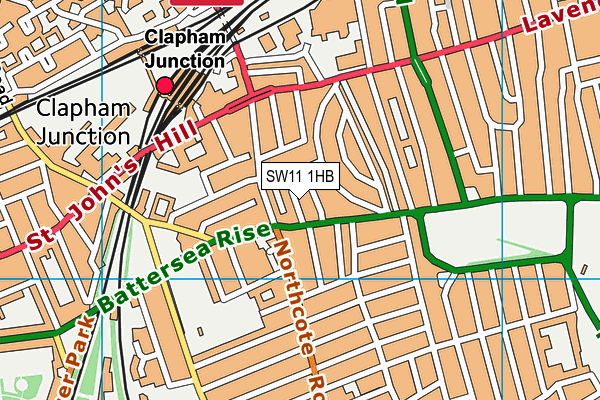 SW11 1HB map - OS VectorMap District (Ordnance Survey) SW11 1HB map - OS VectorMap District (Ordnance Survey)