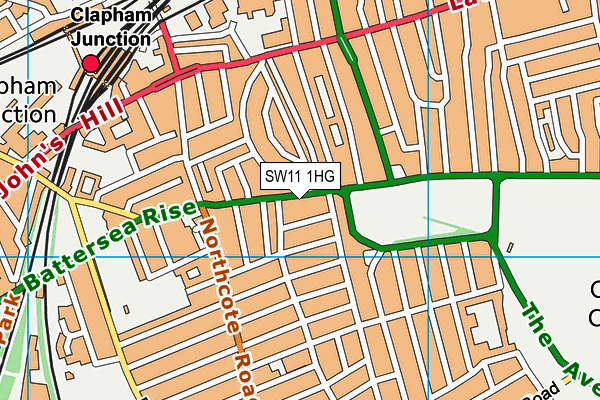 SW11 1HG map - OS VectorMap District (Ordnance Survey) SW11 1HG map - OS VectorMap District (Ordnance Survey)