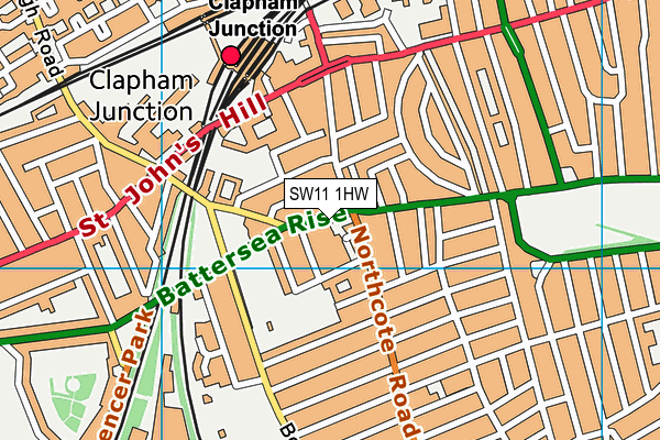 SW11 1HW map - OS VectorMap District (Ordnance Survey) SW11 1HW map - OS VectorMap District (Ordnance Survey)