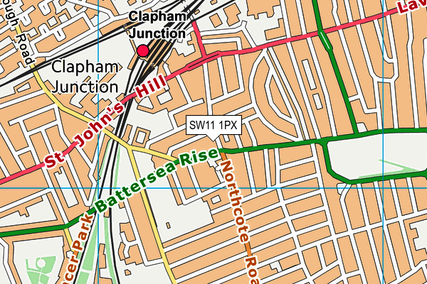 SW11 1PX map - OS VectorMap District (Ordnance Survey) SW11 1PX map - OS VectorMap District (Ordnance Survey)