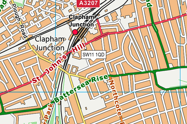 SW11 1QD map - OS VectorMap District (Ordnance Survey) SW11 1QD map - OS VectorMap District (Ordnance Survey)