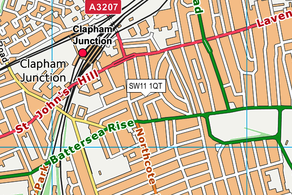 SW11 1QT map - OS VectorMap District (Ordnance Survey) SW11 1QT map - OS VectorMap District (Ordnance Survey)