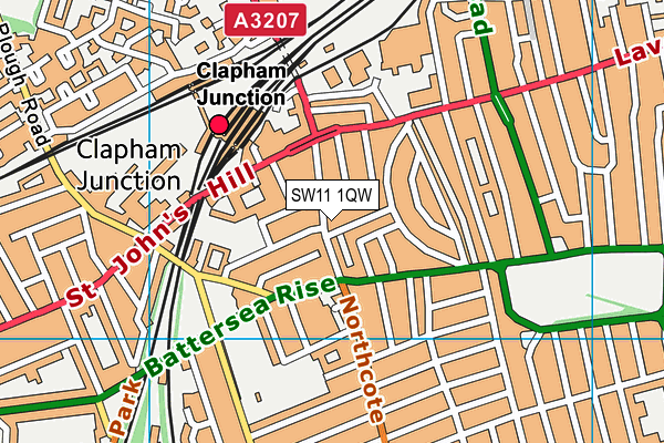 SW11 1QW map - OS VectorMap District (Ordnance Survey) SW11 1QW map - OS VectorMap District (Ordnance Survey)