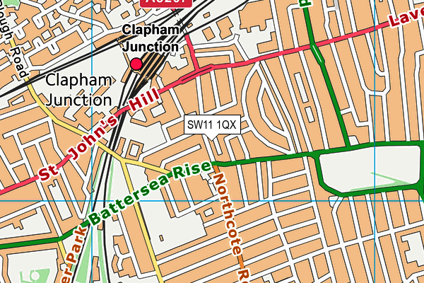 SW11 1QX map - OS VectorMap District (Ordnance Survey) SW11 1QX map - OS VectorMap District (Ordnance Survey)