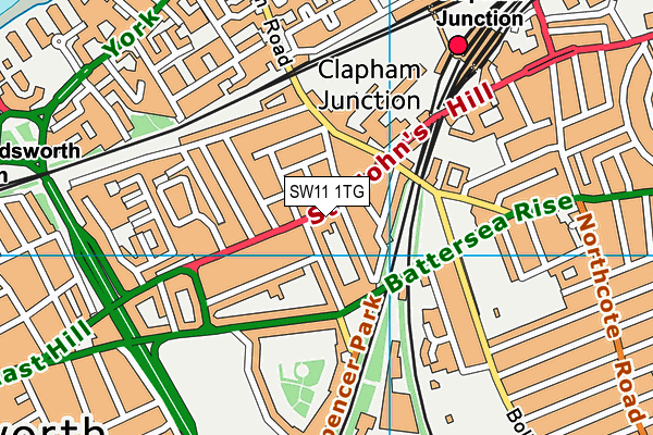 SW11 1TG map - OS VectorMap District (Ordnance Survey) SW11 1TG map - OS VectorMap District (Ordnance Survey)